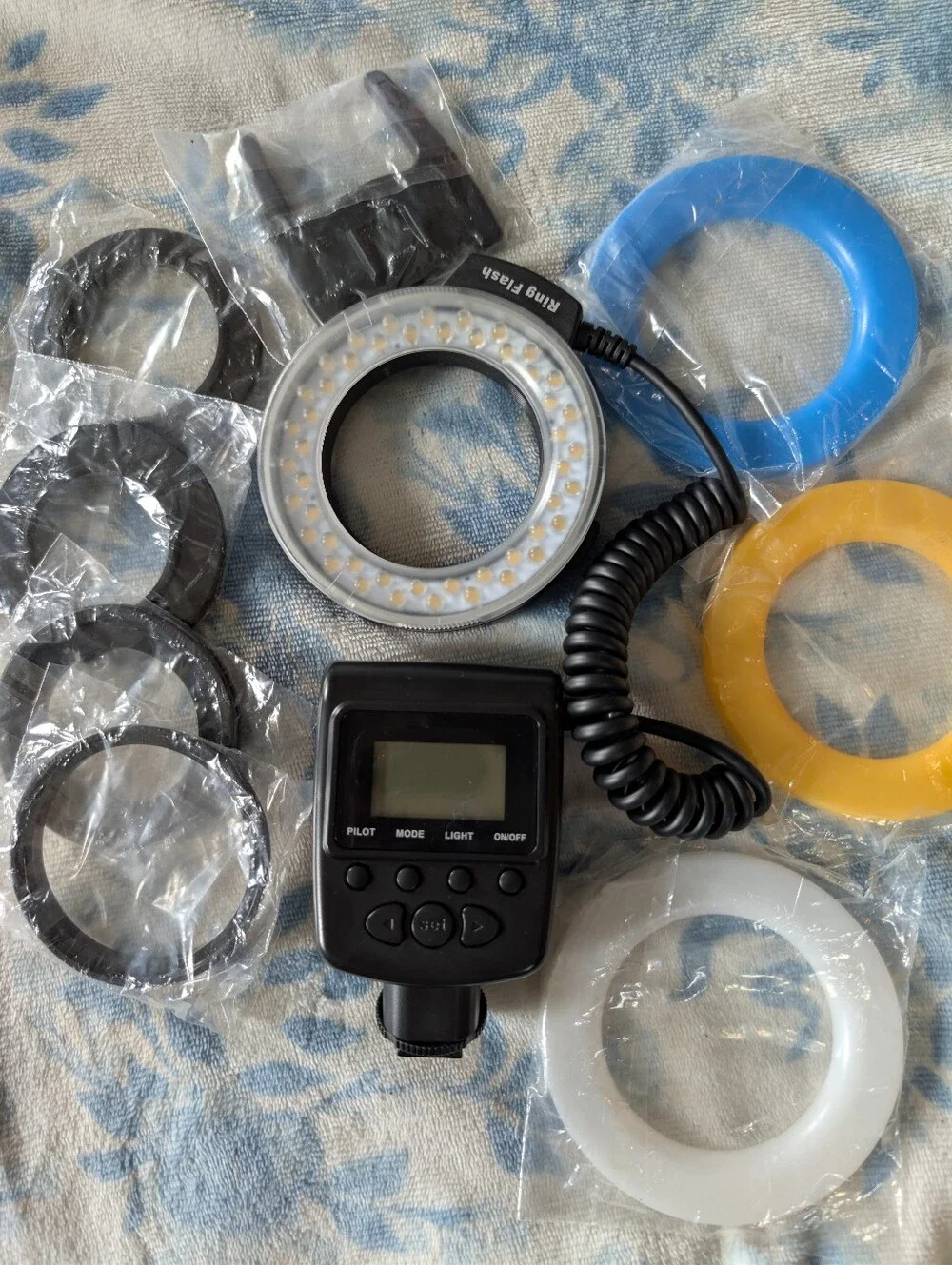 Camera Lens Adapter Rings with LED Macro Ring Light - Black